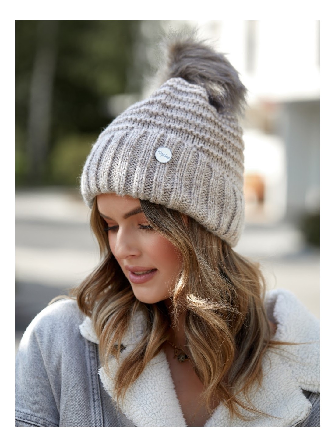 Cappuccino winter hat with cuff C32 - Online store - Boutique